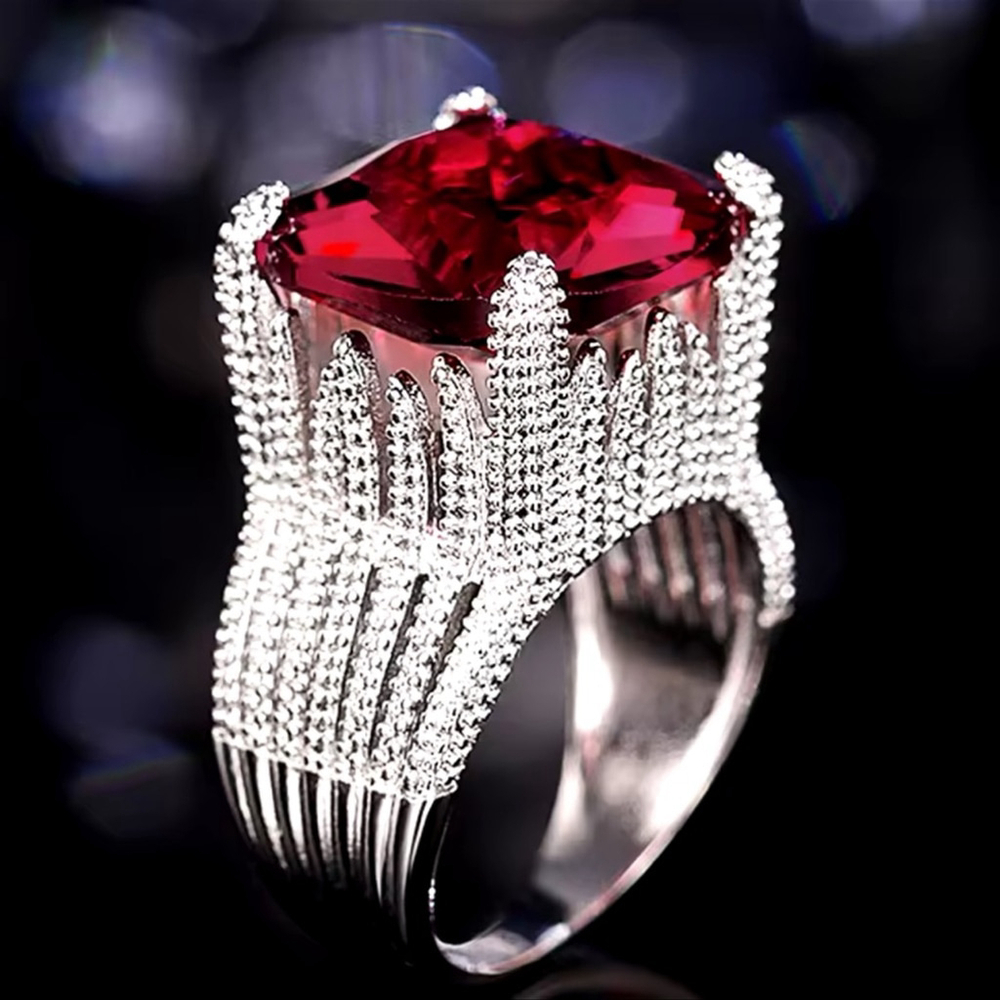 NWT Silver Big Red Stone Bohemian Ring size 9